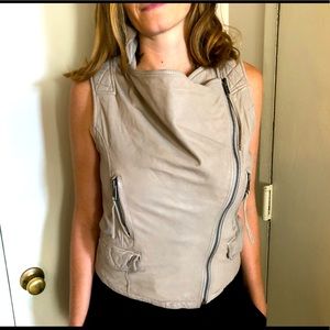 All Saints Grey Leather Vest size 10